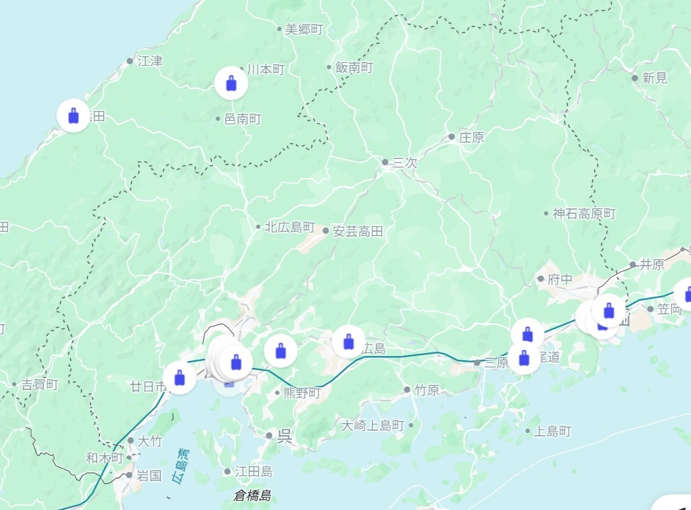 広島県内の貸出場所（Bounce）